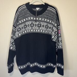 Vintage Asa Gjestal Spinneri Norway Nordic Wool Sweater 1/4 Zip Mens XL Ski Warm